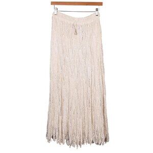 Crochet Lace Maxi Skirt OS NEW Elastic Waist Cream Boho Festival Peasant Prairie